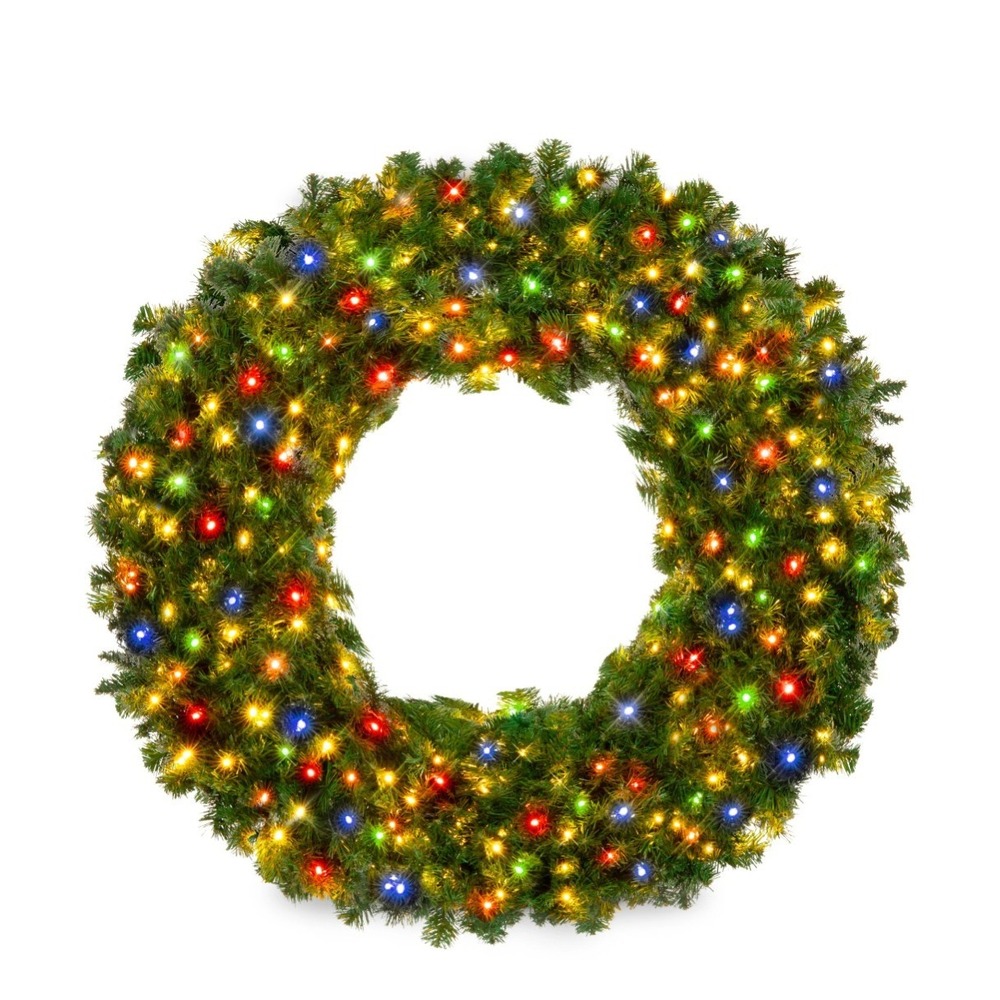 Best choice Products Artificial Holiday Christmas Wreath pre-lit fir multicolor